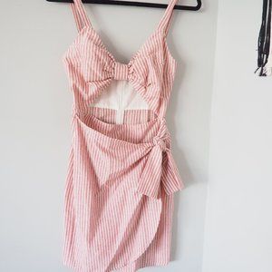 Striped Cutout Wrap Mini Dress
